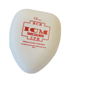 Masque de poche avec valve unidirectionnelle.