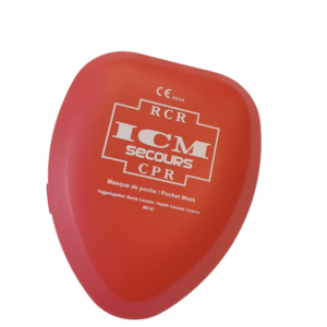 Masque de poche avec valve unidirectionnelle.